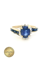  Oval Blue Stone & Channel Set Ring 