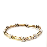 Two-Tone Crystal Accent Link Bracelet